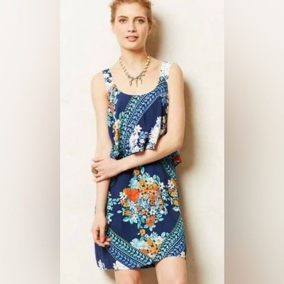 Maeve Anthropologie blue floral sundress size 4 - Picture 1 of 8